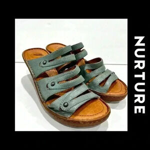 Nurture by Lamaze Blue wedge Slide on Leather Sandals